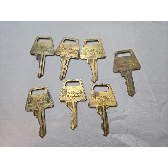 Vintage Lot of 7 American Lock Co. Key Brass Keys used in a prison - Picture 1 of 9